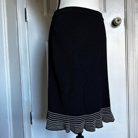 SAG HARBOR Black midi pencil skirt with striped ruffle trim - Picture 2 of 4